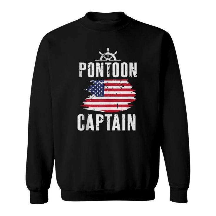 Pontoon Captain Flag Of America Sailor Fisherman Dad Sweatshirt