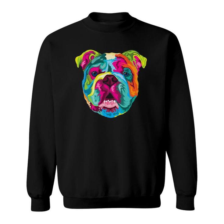 Pop Art English Bulldog Pet Paw Gift Men Women Dog Lover Sweatshirt