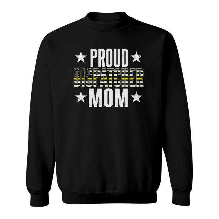 Proud 911 Dispatcher Mom American Flag Rescue Thin Gold Line Sweatshirt