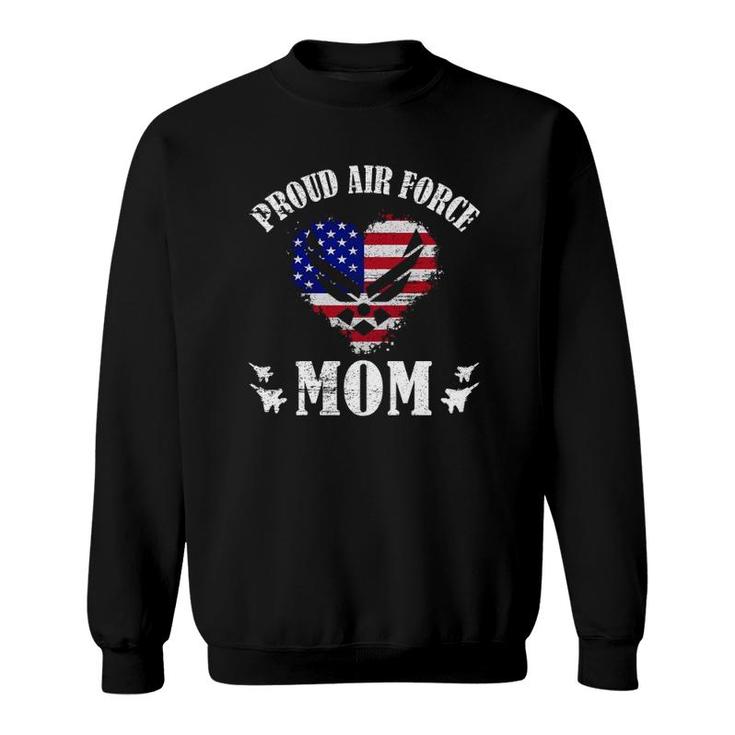 Proud Air Force Mom American Flag Heart Military Usaf Emblem Mother’S Day Gift Sweatshirt