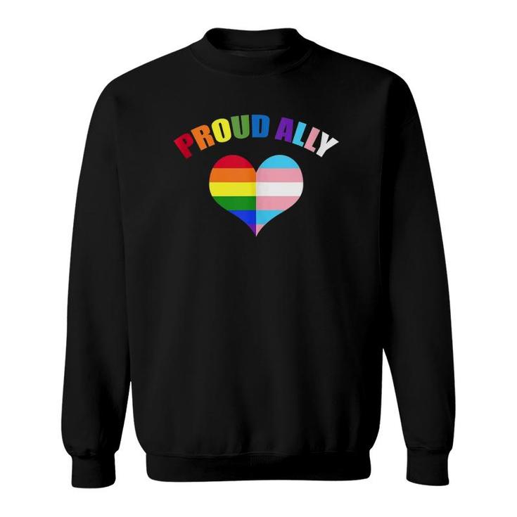 Proud Ally Lgbt-Q Gay Pride Transgender Heart Rainbow  Sweatshirt