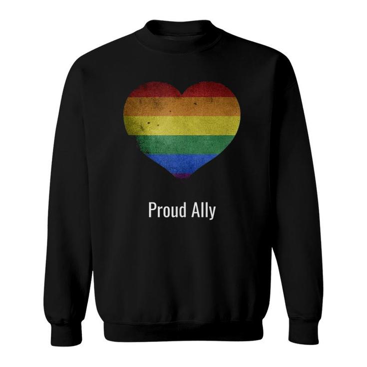 Proud Ally Rainbow Vintage Lgbtq Gay Pride Parade Women Men  Sweatshirt