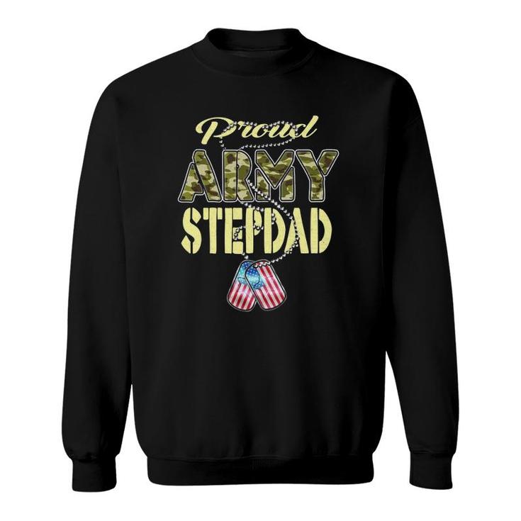Proud Army Stepdad Us Flag Camo Dog Tags Military Stepfather  Sweatshirt