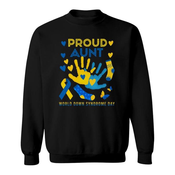 Proud Aunt T21 World Down Syndrome Awareness Day Ribbon Sweatshirt