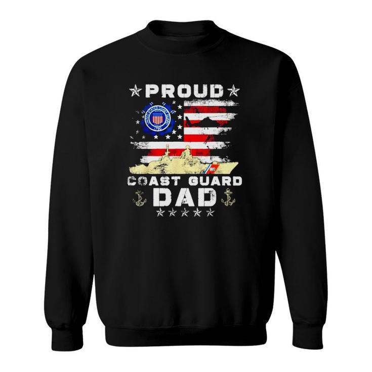 Proud Coast Guard Dad American Flag Unisex Sweatshirt
