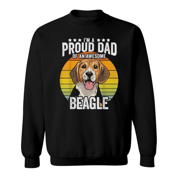Proud Dad Beagle Dog Pet Love Retro Vintage Sunset  Sweatshirt