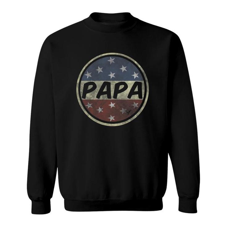 Proud Papa Father's Day American Flag Button 4Th Of July Sweatshirt