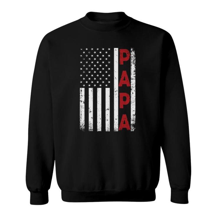 Proud Papa Usa Flag Father's Day Tee Gifts From Grandchildren Sweatshirt