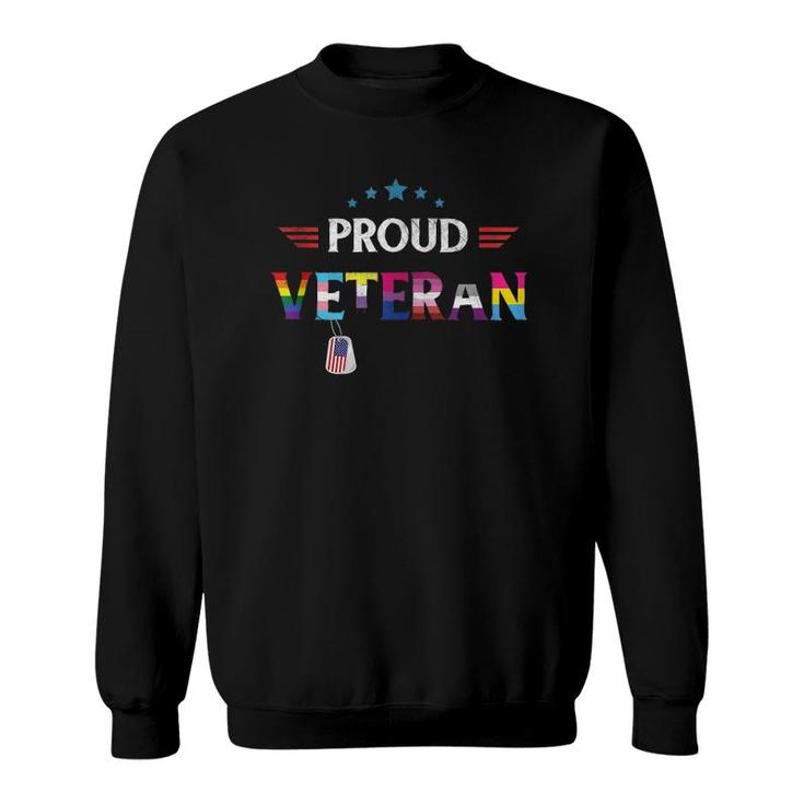 Proud Veteran Lgbtq Rainbow Flag Gay Pride Trans Us Army  Sweatshirt