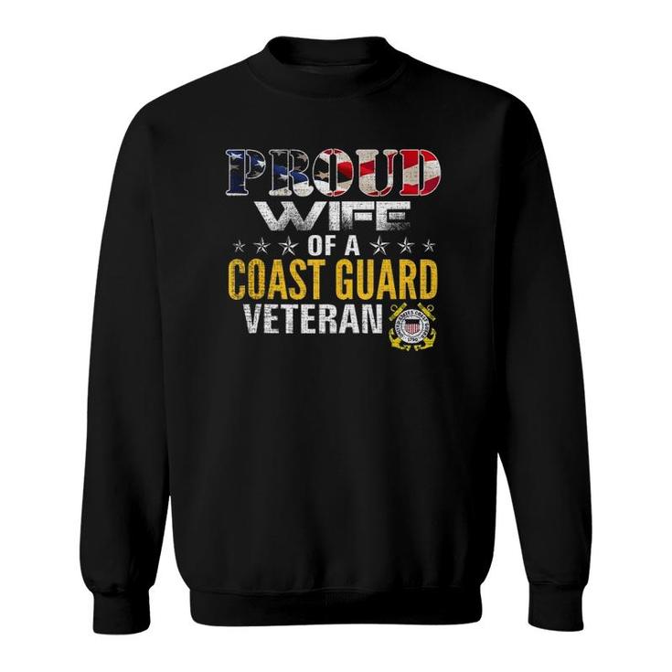 Proud Wife Of A Coast Guard Veteran American Flag Military Tank Top Sweatshirt