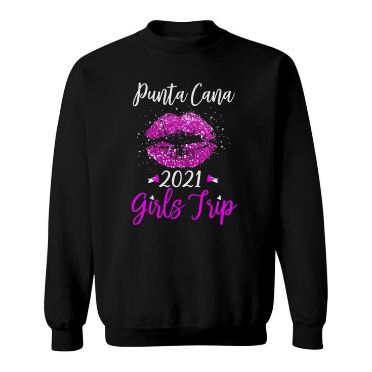 Punta Cana Girls Trip 2021 Vacation Gift Pink Lips Sweatshirt