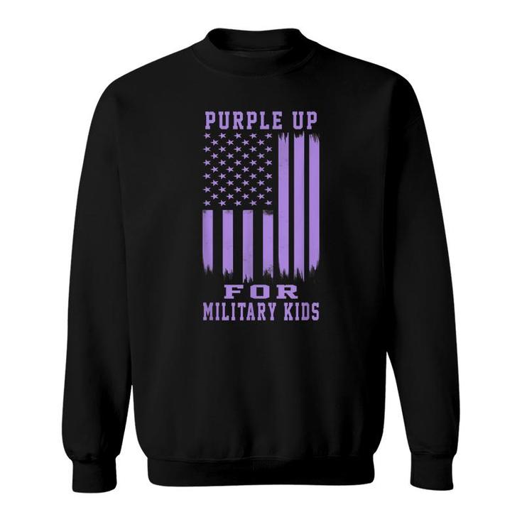 Purple Up For Military Kids Month Military Army Soldier Kids  Sweatshirt