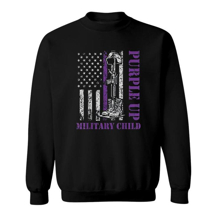 Purple Up Military Kids Month Of Military Child Retro  Sweatshirt