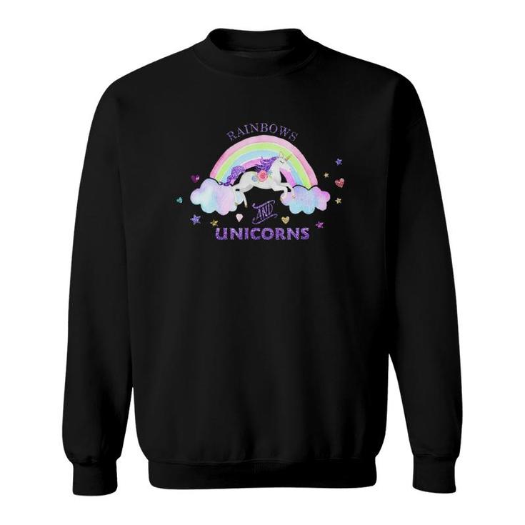 Rainbows And Unicorns - Magical Cute Glitter Gift Sweatshirt