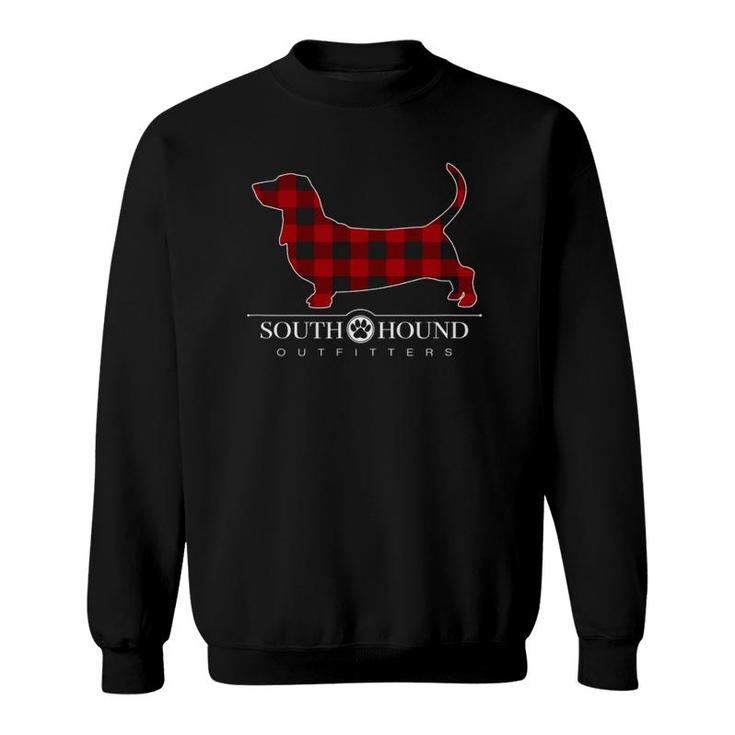 Red Buffalo Plaid Basset Hound Dog Sweatshirt