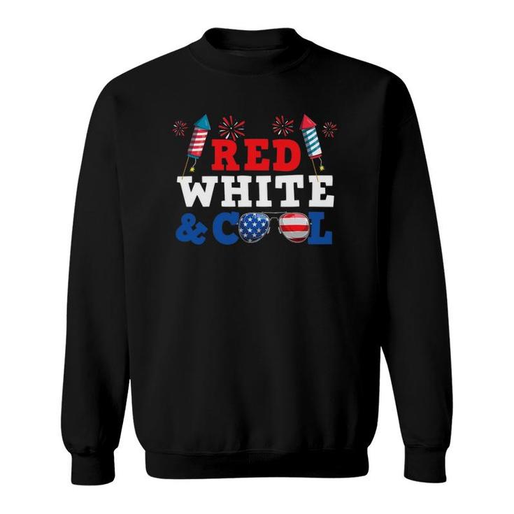 Red White And Cool Patriotic Boys 4Th Of July Funny Sweatshirt