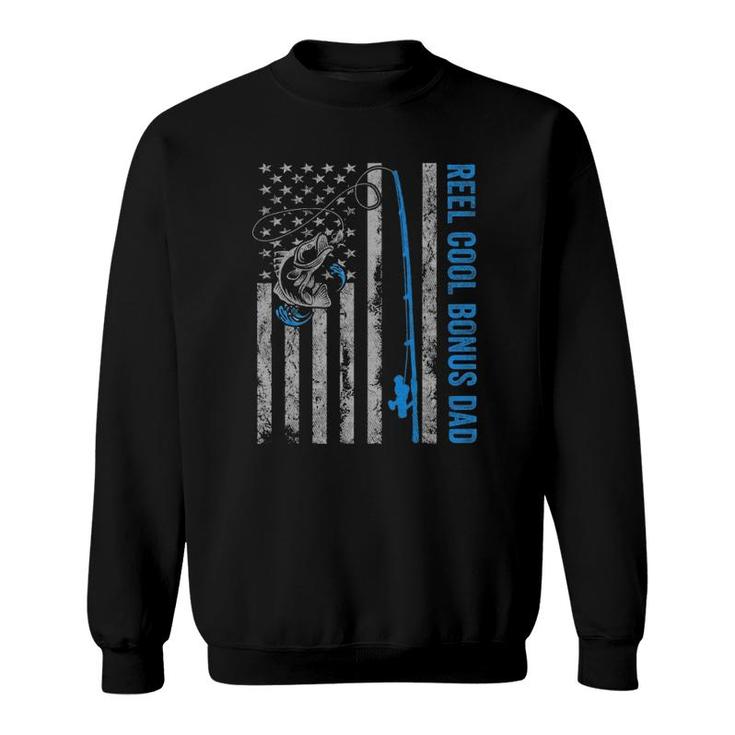 Reel Cool Bonus Dad Father's Day - American Flag Fishing Sweatshirt