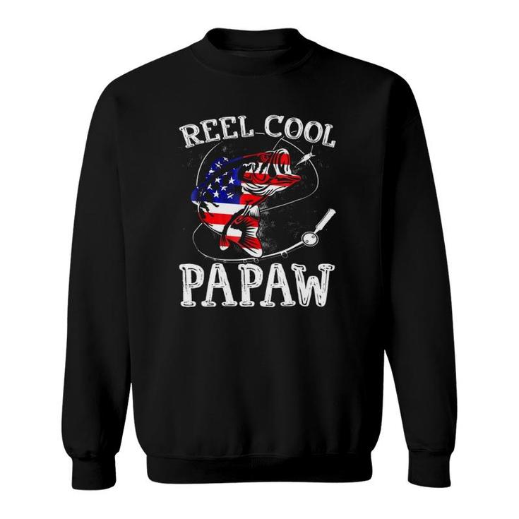 Reel Cool Papawfunny 4Th July Usa Flag Fishing Gifts Sweatshirt