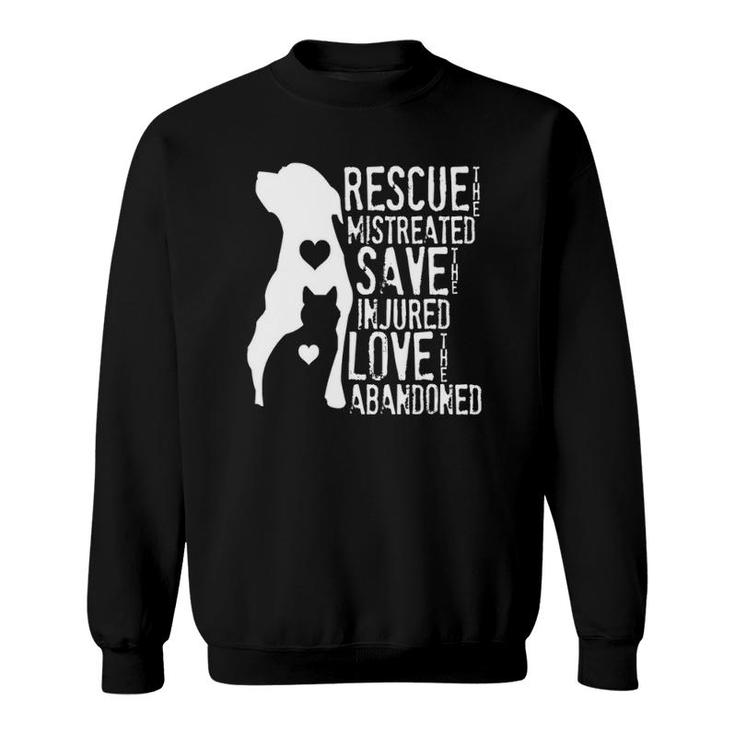 Rescue, Save, Love Animal Rescue, Dog Lover Cat Lover Sweatshirt