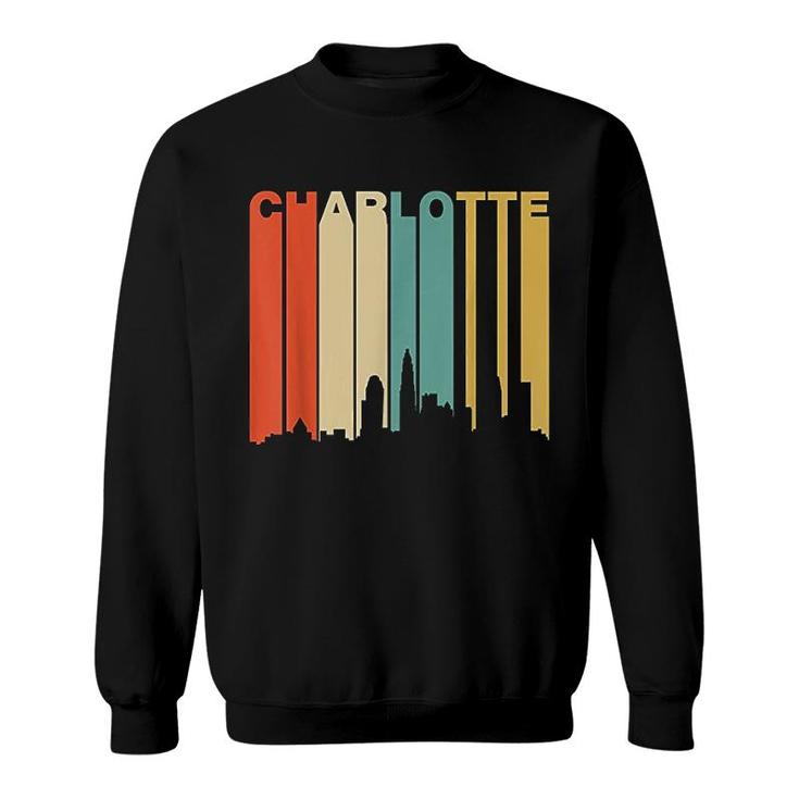 Retro 1970s Style Charlotte North Carolina Skyline Sweatshirt