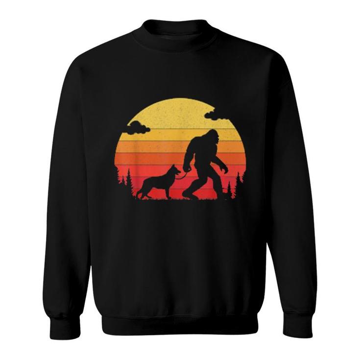 Retro Bigfoot Silhouette Walking German Shepherd Dog  Sweatshirt