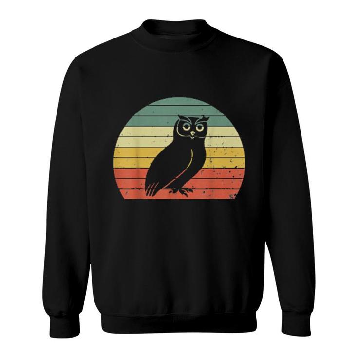 Retro Owl Vintage Owl Silhouette Bird Animal 70S 80S  Sweatshirt
