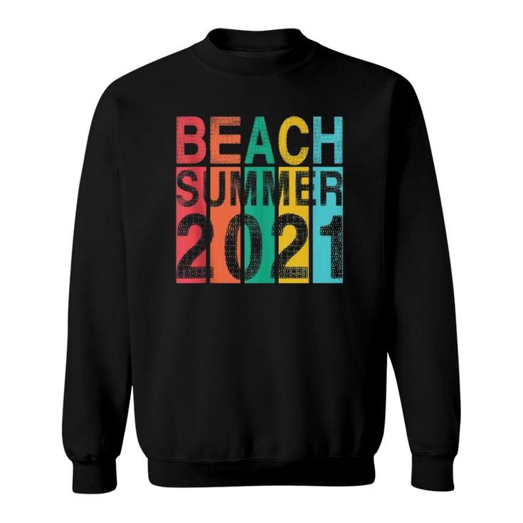 Retro Vintage Beach Vacation Summer 2021 Sunset Stripe Wear Sweatshirt