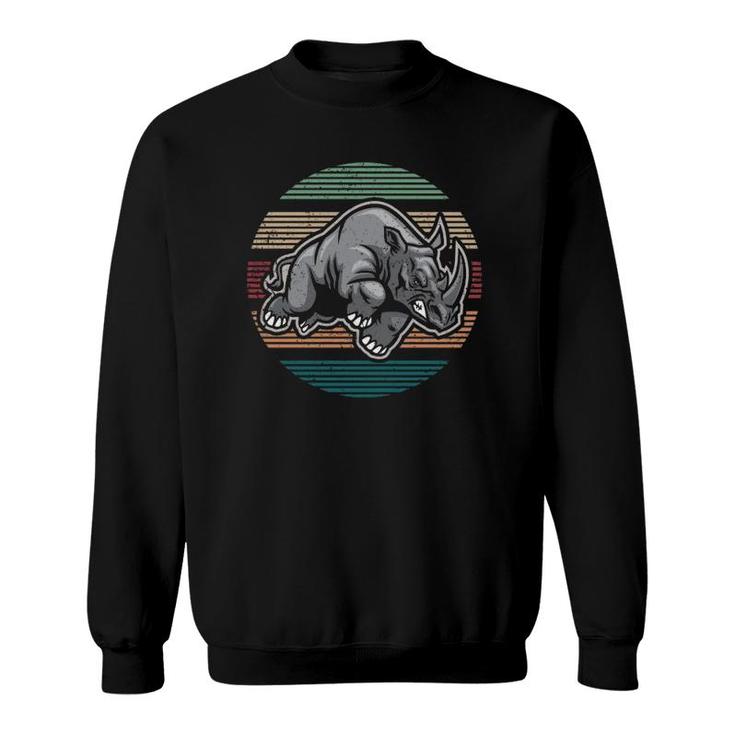 Rhinos Lover Gift Vintage Retro Rhino Pullover Sweatshirt