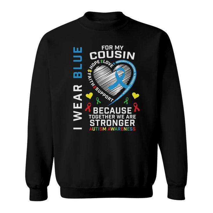 Ribbons Puzzle I Wear Blue For My Cousin Autism Awareness Pullover Sweatshirt