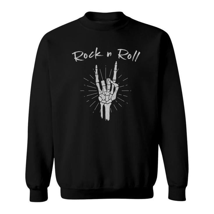 Rock N Roll Skeleton Hand Horns Sweatshirt