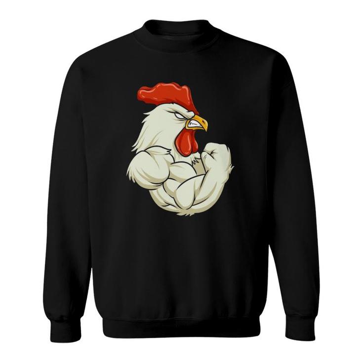 Rooster At The Gym Swole Workout Funny Gift Sweatshirt