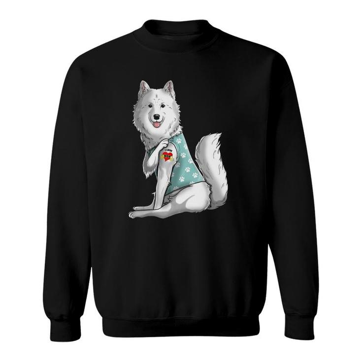 Samoyed I Love Mom Tattoo Dog  Funny Mother's Day Gift Sweatshirt