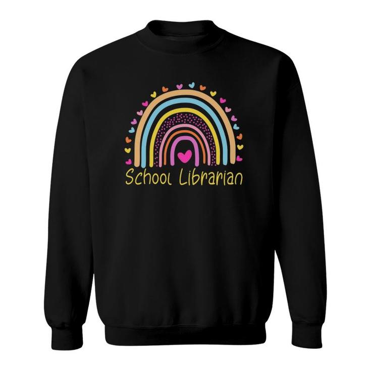 School Librarian Hearts Rainbow Gift Sweatshirt