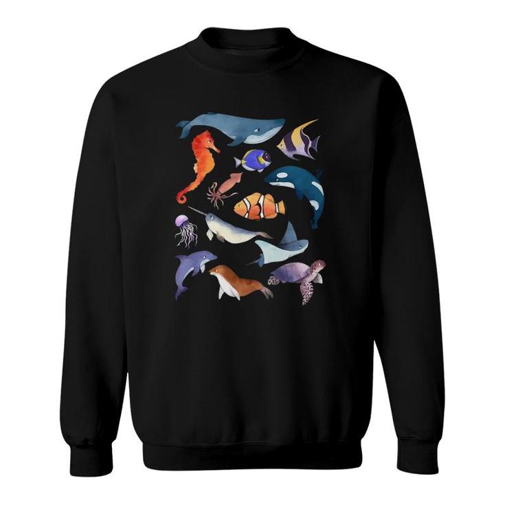 Sea Animals  Funny Ocean Marine Creatures Gifts Sweatshirt