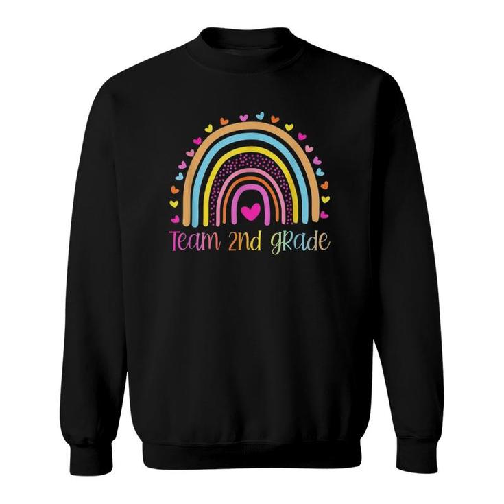 Second Team 2Nd Grade Teacher Rainbow Sweatshirt