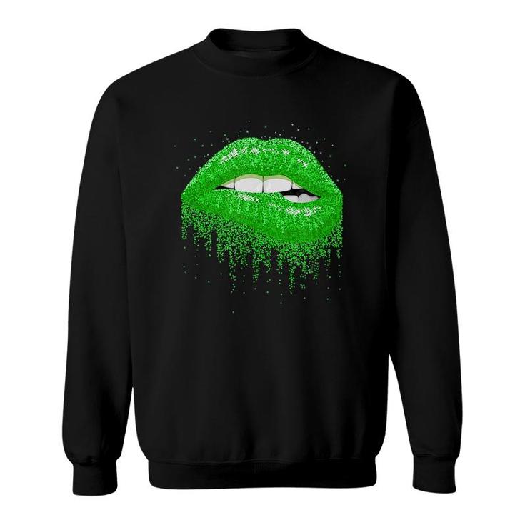 Sexy Irish Lips Kiss St Patricks Day Green Shamrock Sweatshirt