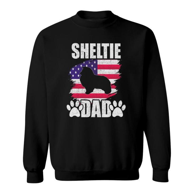 Sheltie Dad Dog Lover American Us Flag Sweatshirt