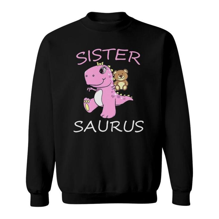 Sistersaurus Rex Sister Saurus Dinosaur Little Girls Premium Sweatshirt