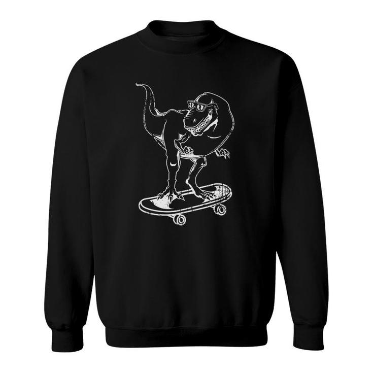 Skateboarding Dinosaur Lover Skateboarding Gift Sweatshirt