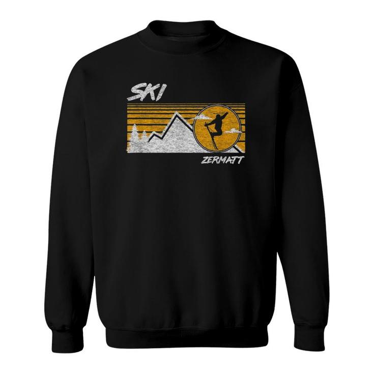 Ski Zermatt Switzerland Retro Skiing Tee Sweatshirt