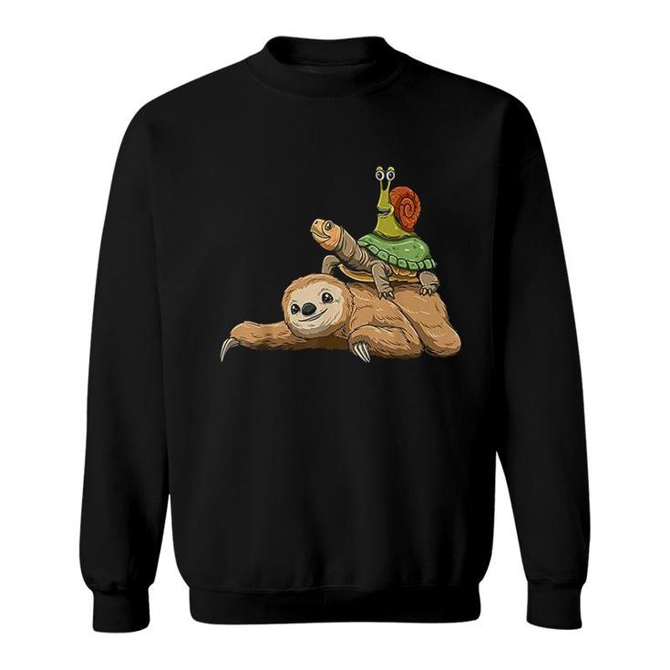 Sloth Turtle Snail Running Sloth Lovers Sweatshirt