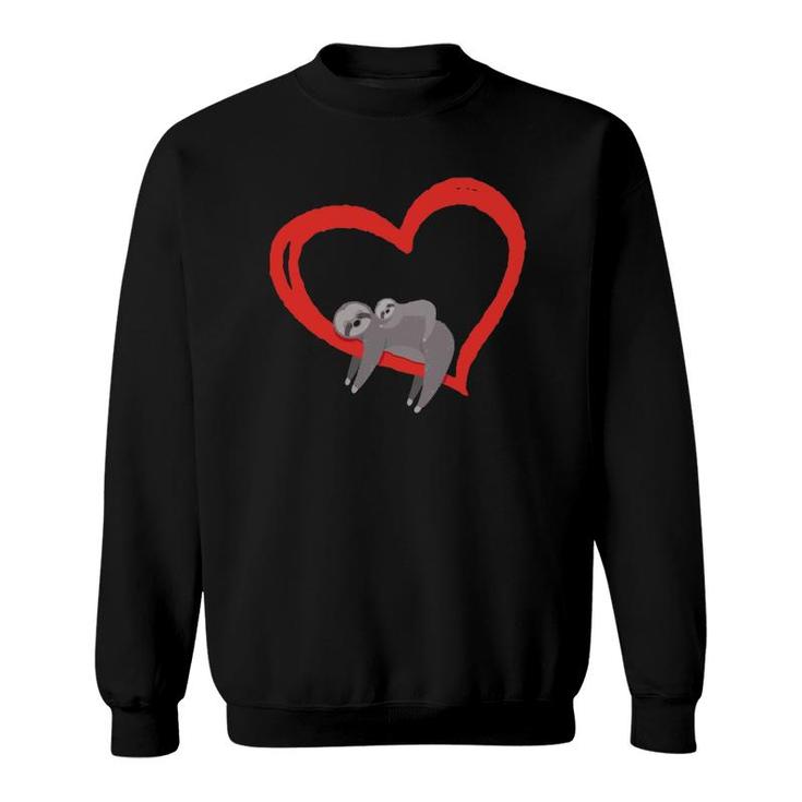Sloth Valentine's Day Womens Sloths Valentine Heart Sweatshirt