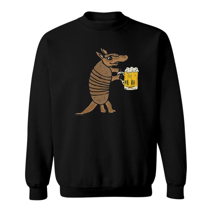 Smilemoretees Funny Armadillo Drinking Beer Sweatshirt