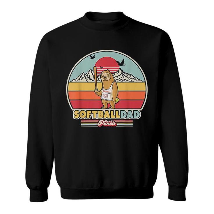 Softball Dad Retro Style Sloth Sweatshirt