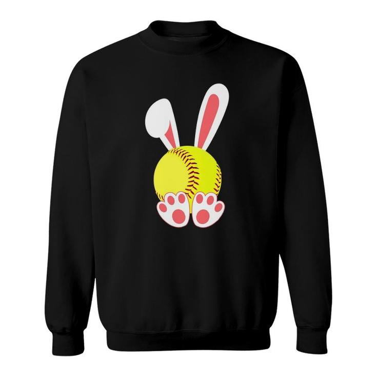 Softball Player Easter Bunny Ears For Girls Boys Sweatshirt