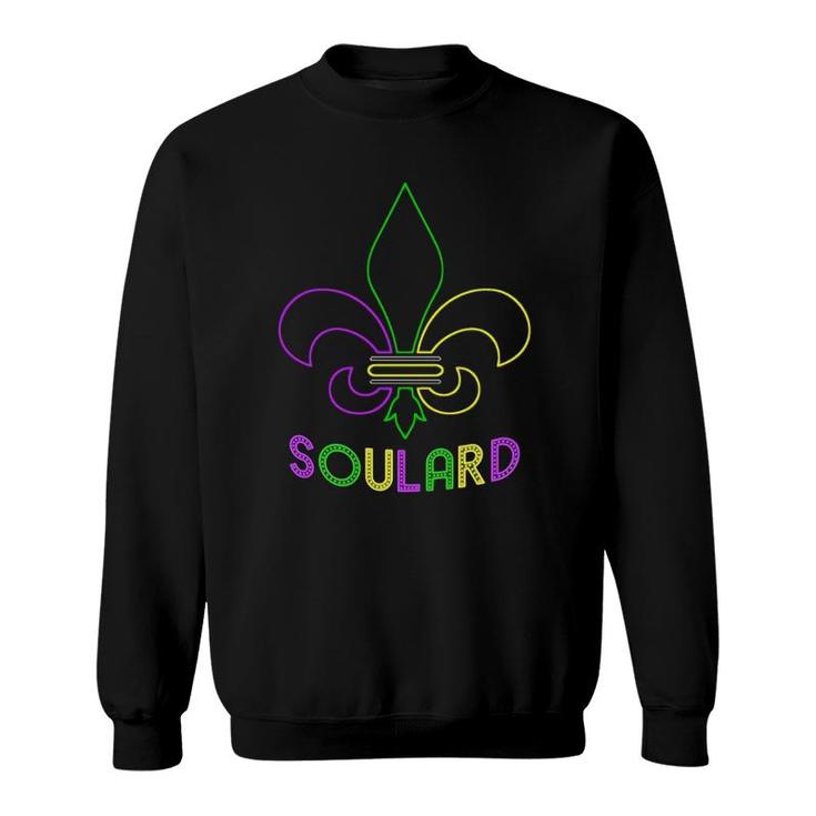 Soulard Mardi Gras Neon Sign With Fleur De Lis Sweatshirt