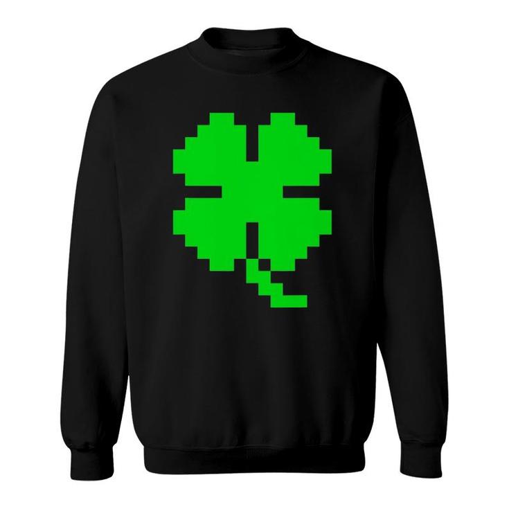 St Patrick's Day Video Games Clover Retro 8 Bit Pixel Art Sweatshirt