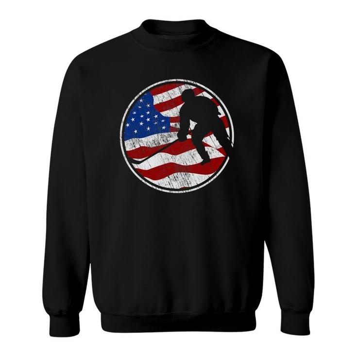 Street Hockey American Flag - Vintage Street Hockey Sweatshirt