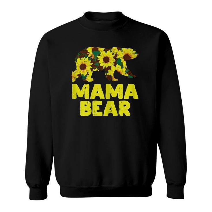 Sunflower Mama Bear Cute Mother's Day Floral Mom Mommy Sweatshirt
