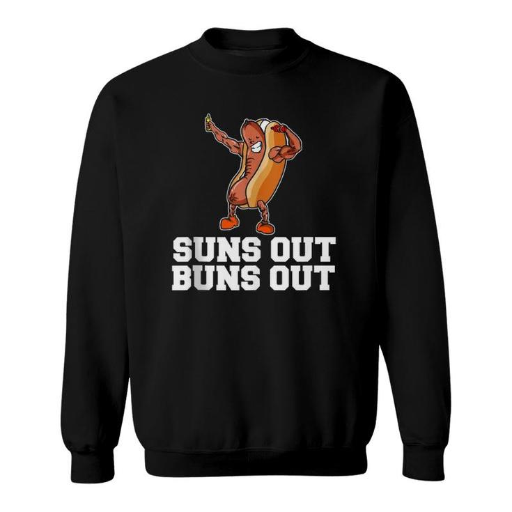 Suns Out Buns Out Funny Hot Dog Cartoon  Sweatshirt